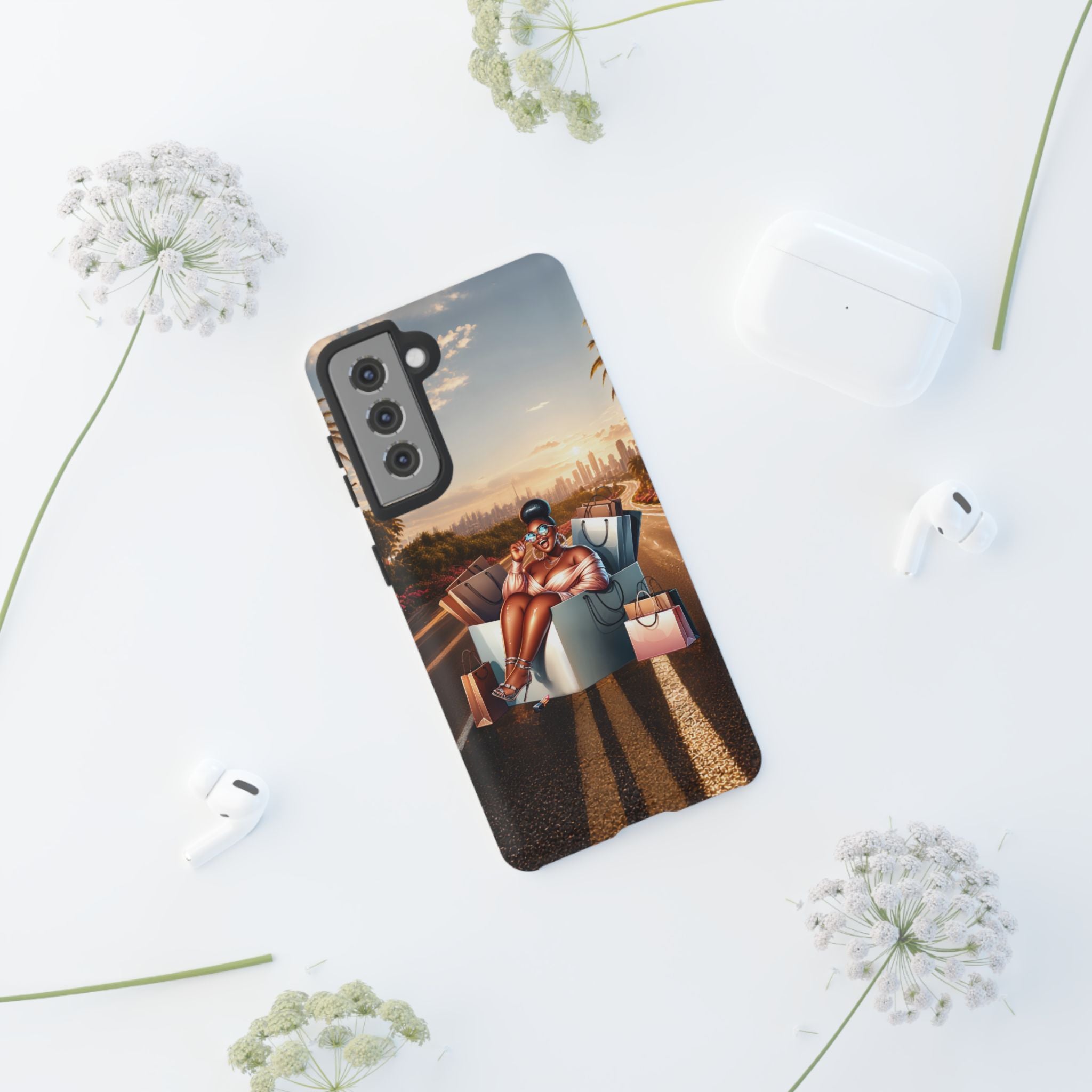 Phone Case — Chic Shopper Illustration on Cloud Background