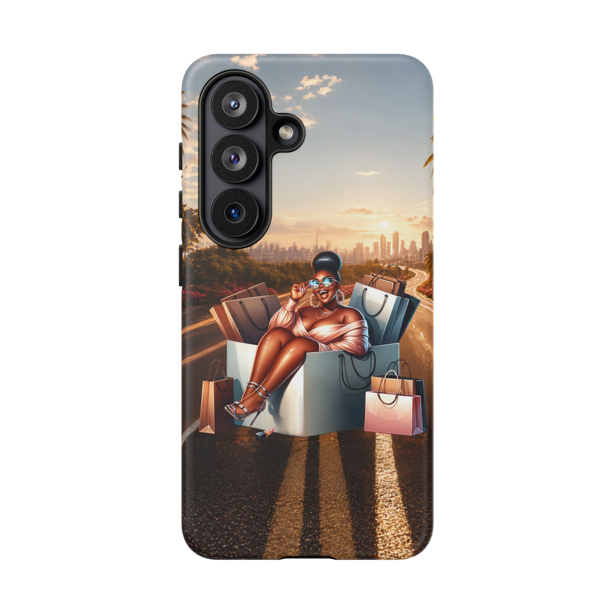 Phone Case — Chic Shopper Illustration on Cloud Background
