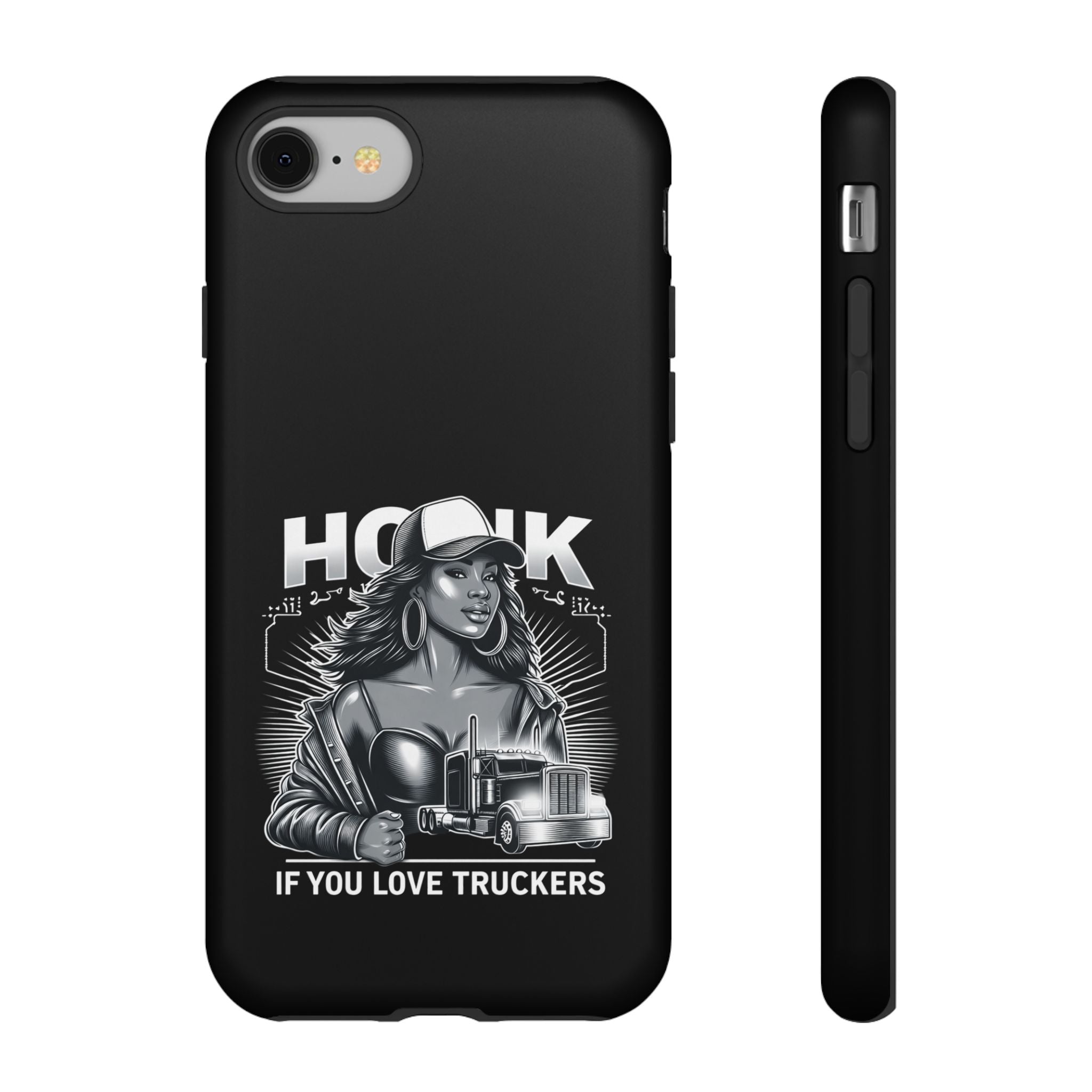 Phone Case — 'Honk' Trucker Girl Retro Semi Truck Protective Case