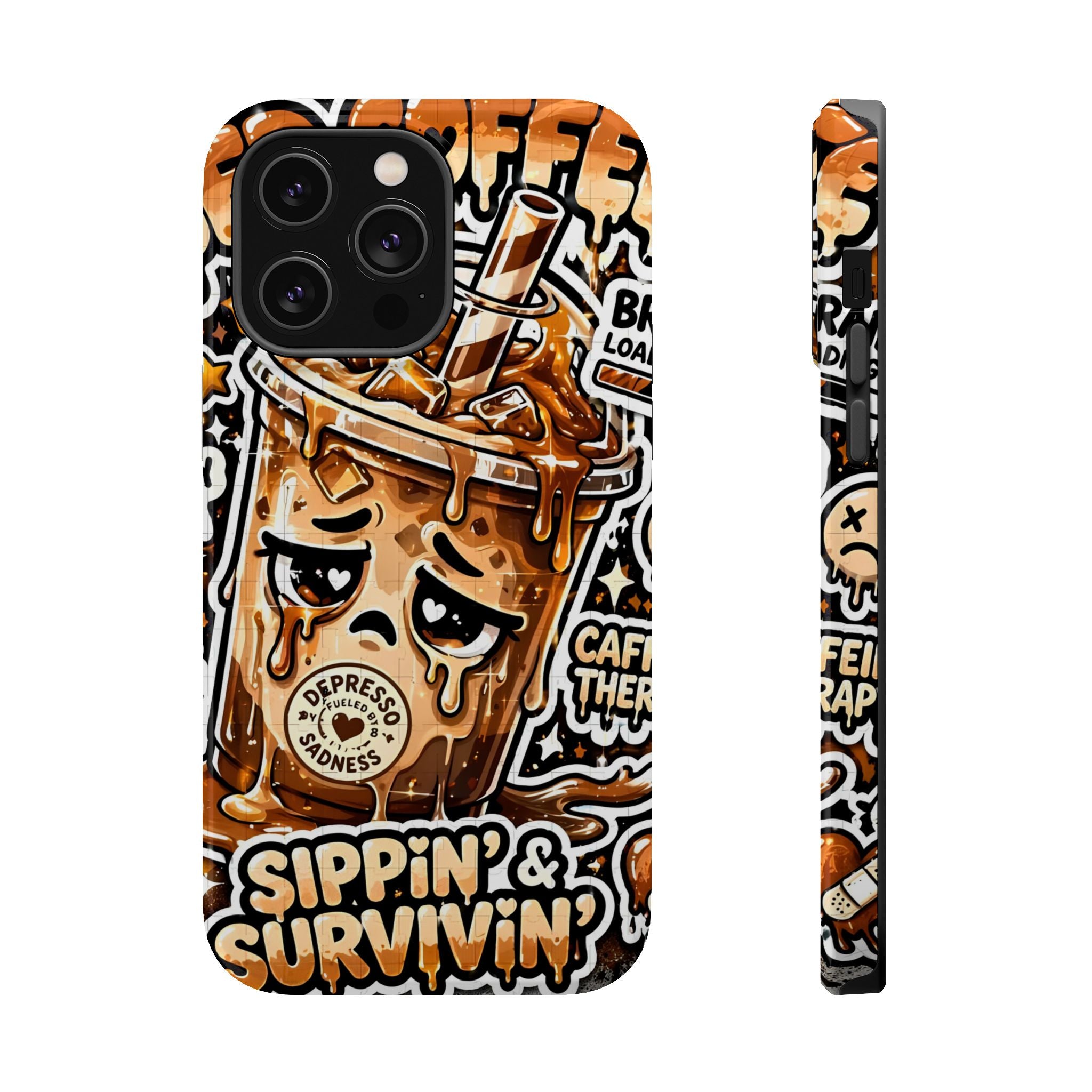 Iced Coffee Phone Case — “Sippin' & Survivin'” Magnetic Impact-Resistant Case