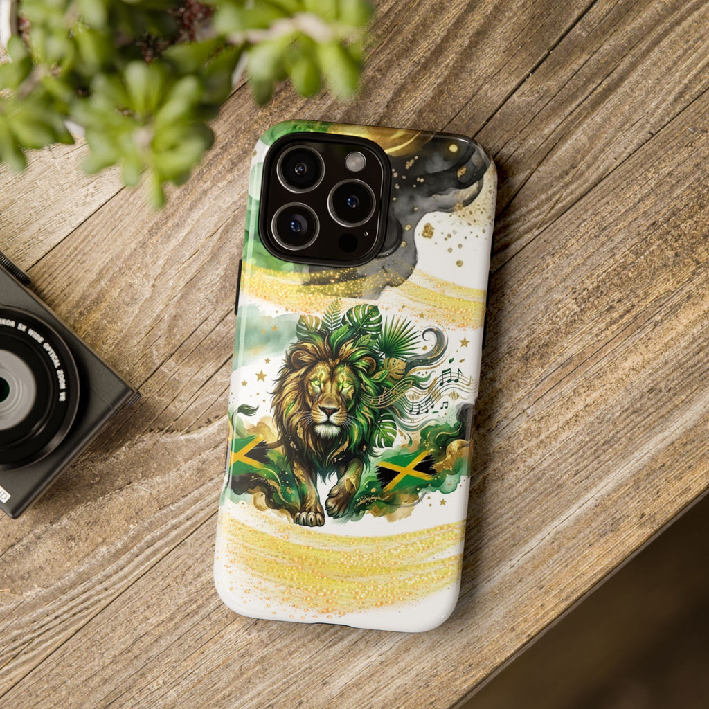 Reggae Lion Phone Case — Jamaican Flag Rasta Art Tough Phone Cover