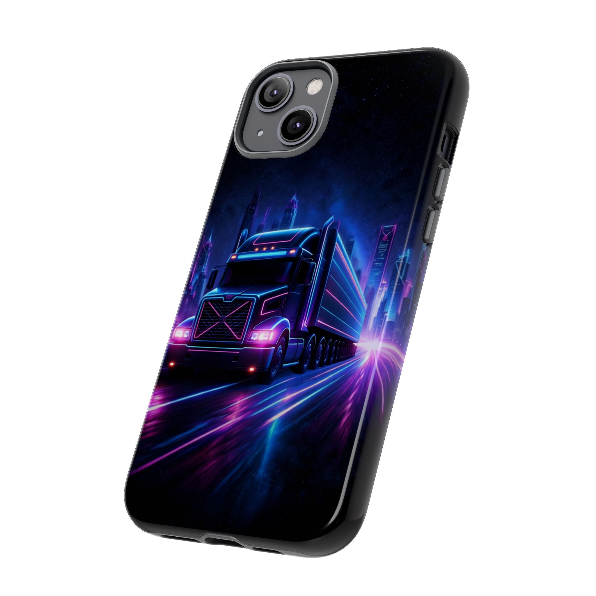 Neon Retro Rig Phone Case — Trucker Semi Truck Nightscape Protective Case