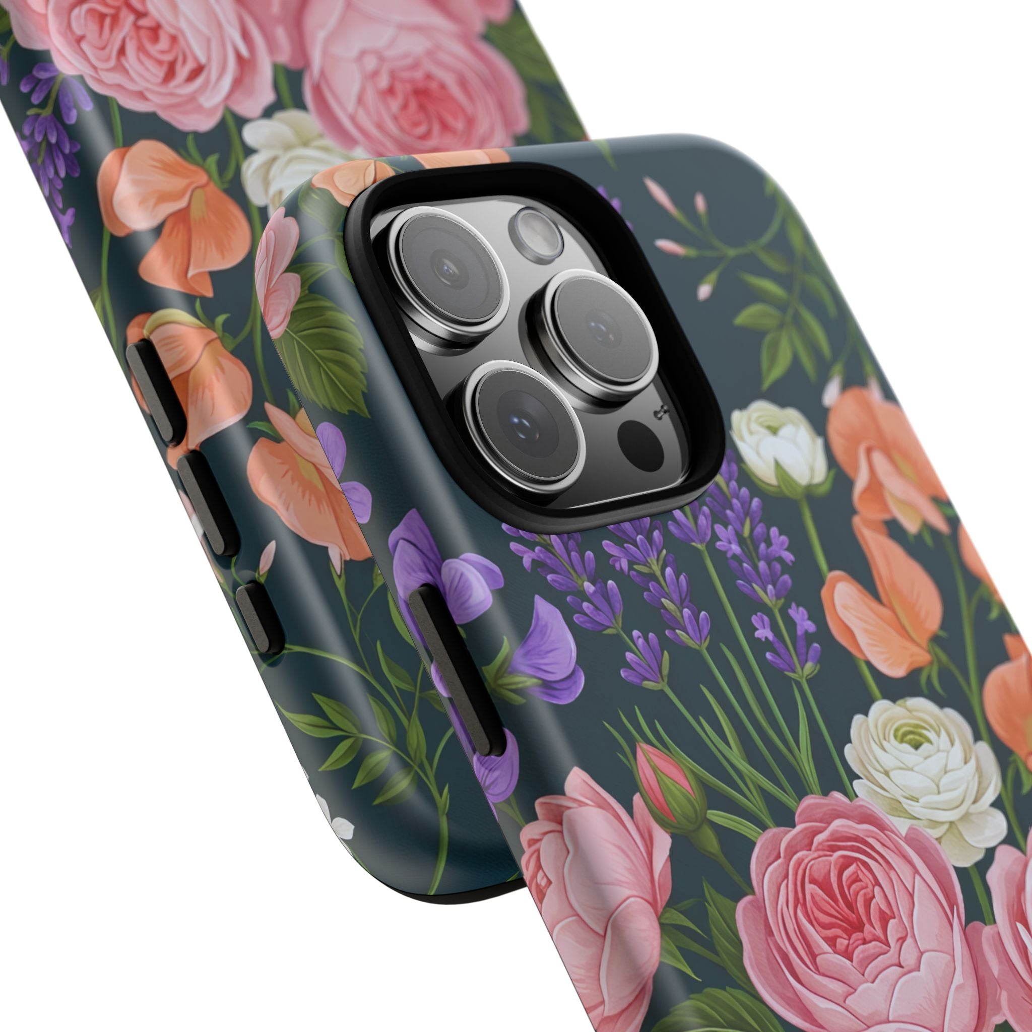 Floral Bouquet Phone Case — Vintage Roses & Lavender Protective Cover