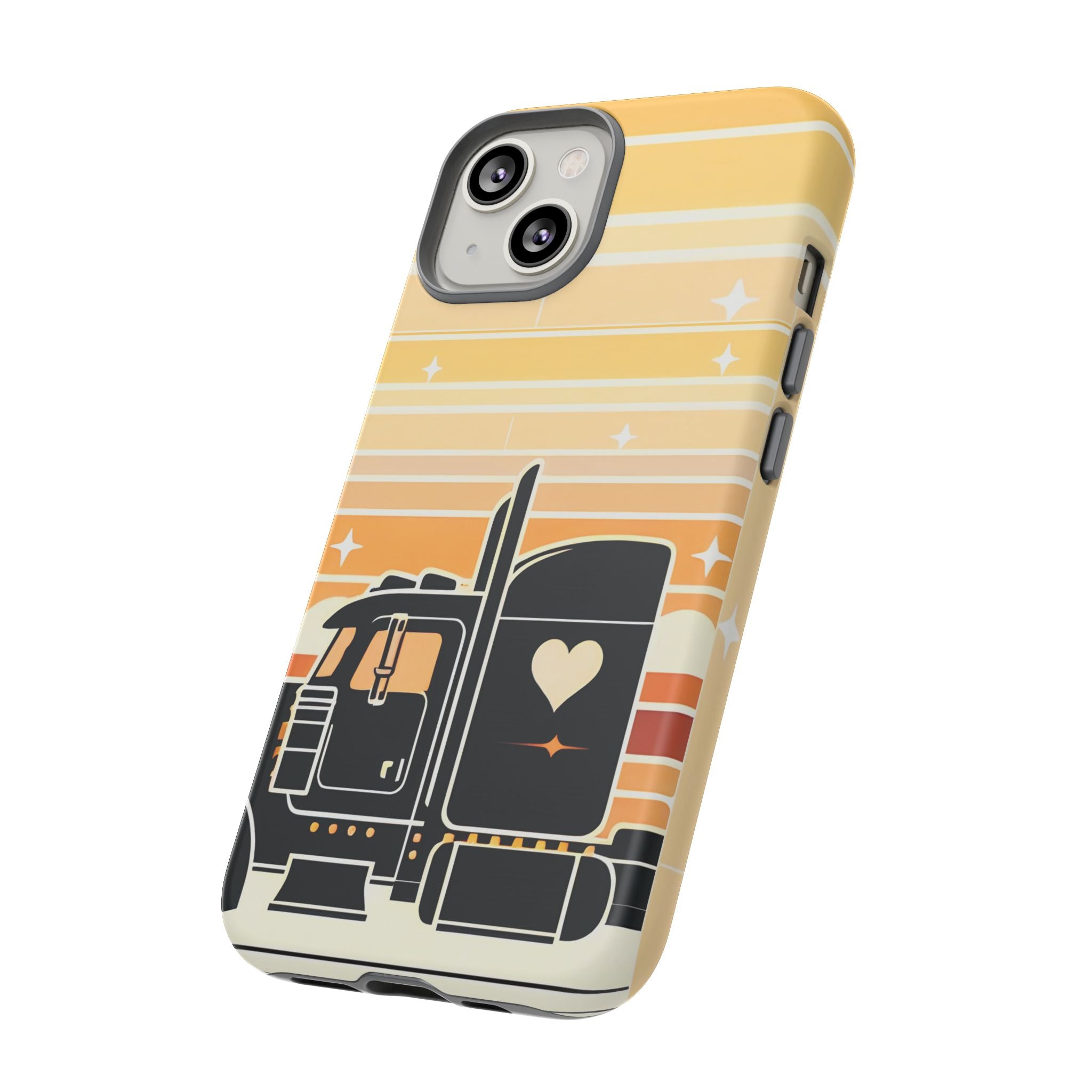 Trucker Heart Phone Case — Retro Semi Truck Protective Phone Cover