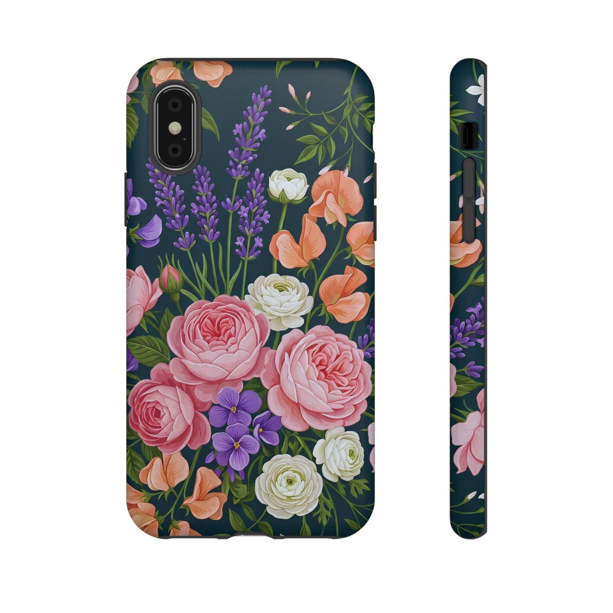 Floral Bouquet Phone Case — Vintage Roses & Lavender Protective Cover