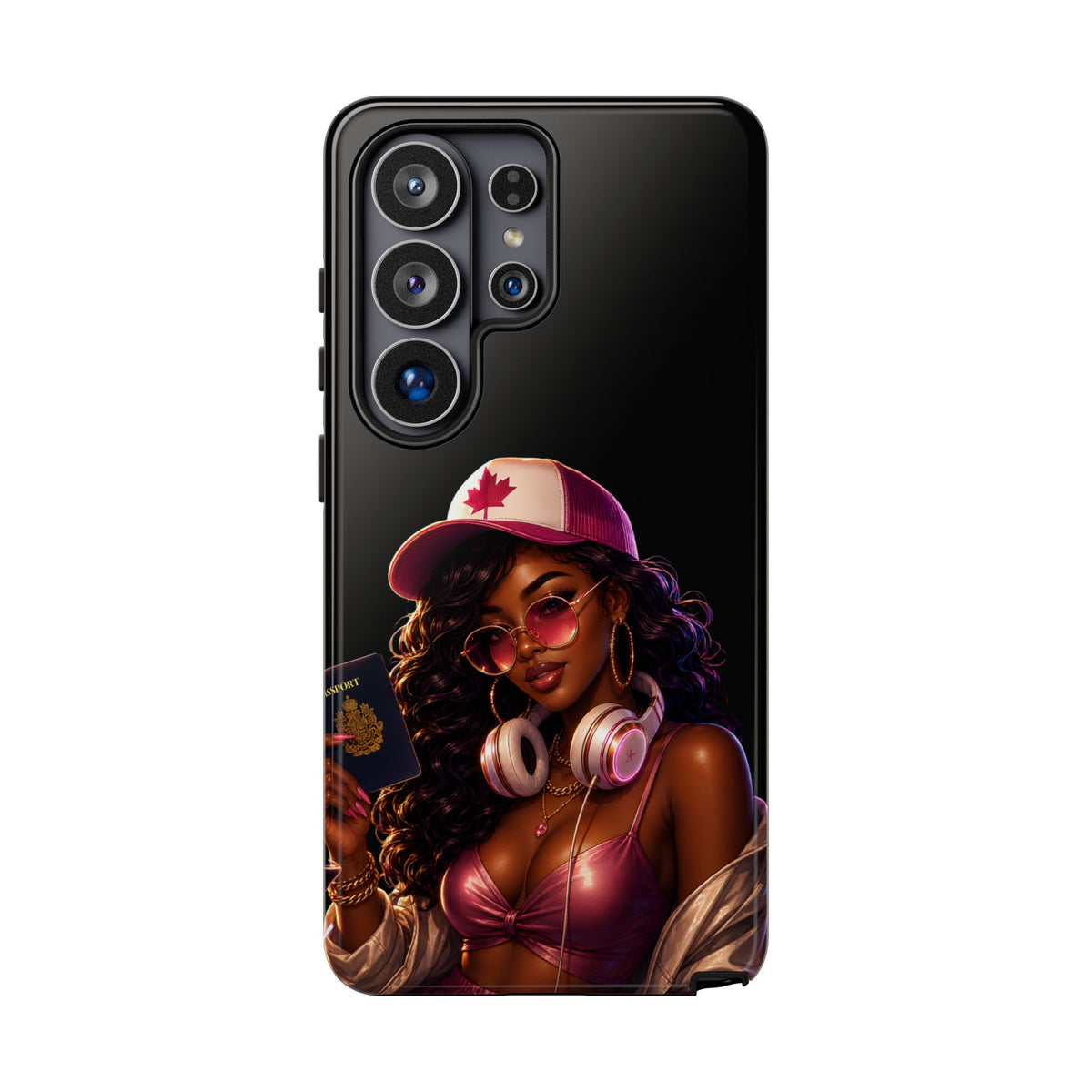 Phone Case - Cool Urban Woman with Headphones & Maple Hat
