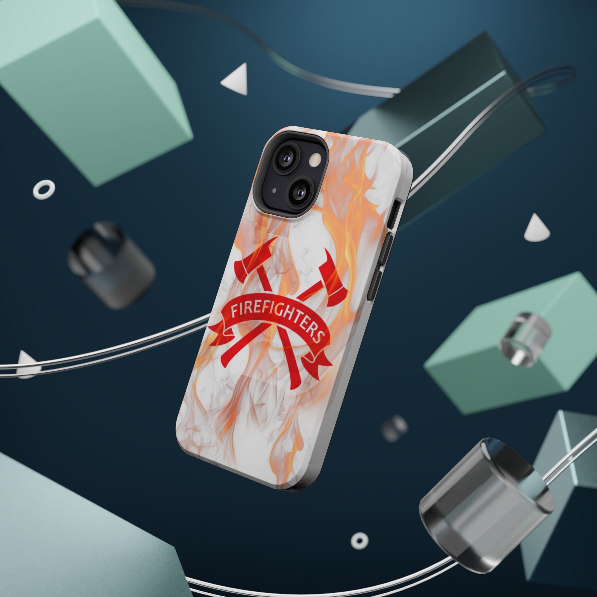 Firefighters Magnetic Impact-Resistant Phone Case — Flame Design with Maltese Cross