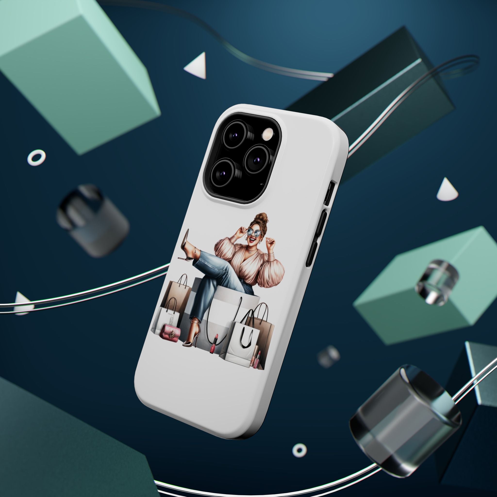 Magnetic Impact-Resistant Case — Luxury Shopper Goddess on Clouds Phone Cover