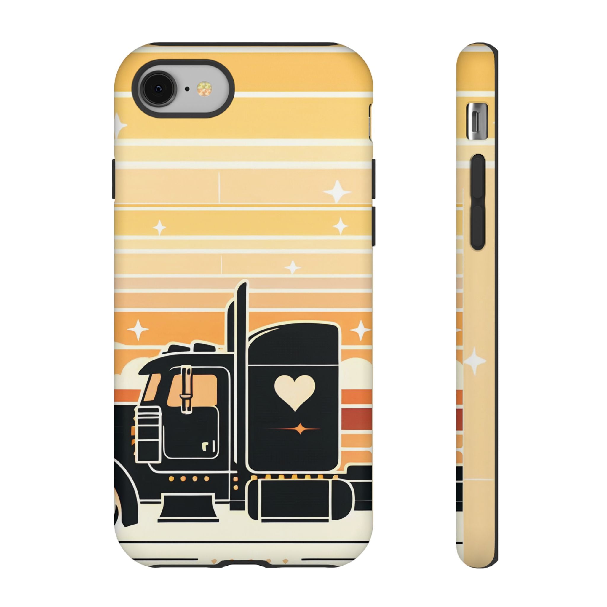 Trucker Heart Phone Case — Retro Semi Truck Protective Phone Cover