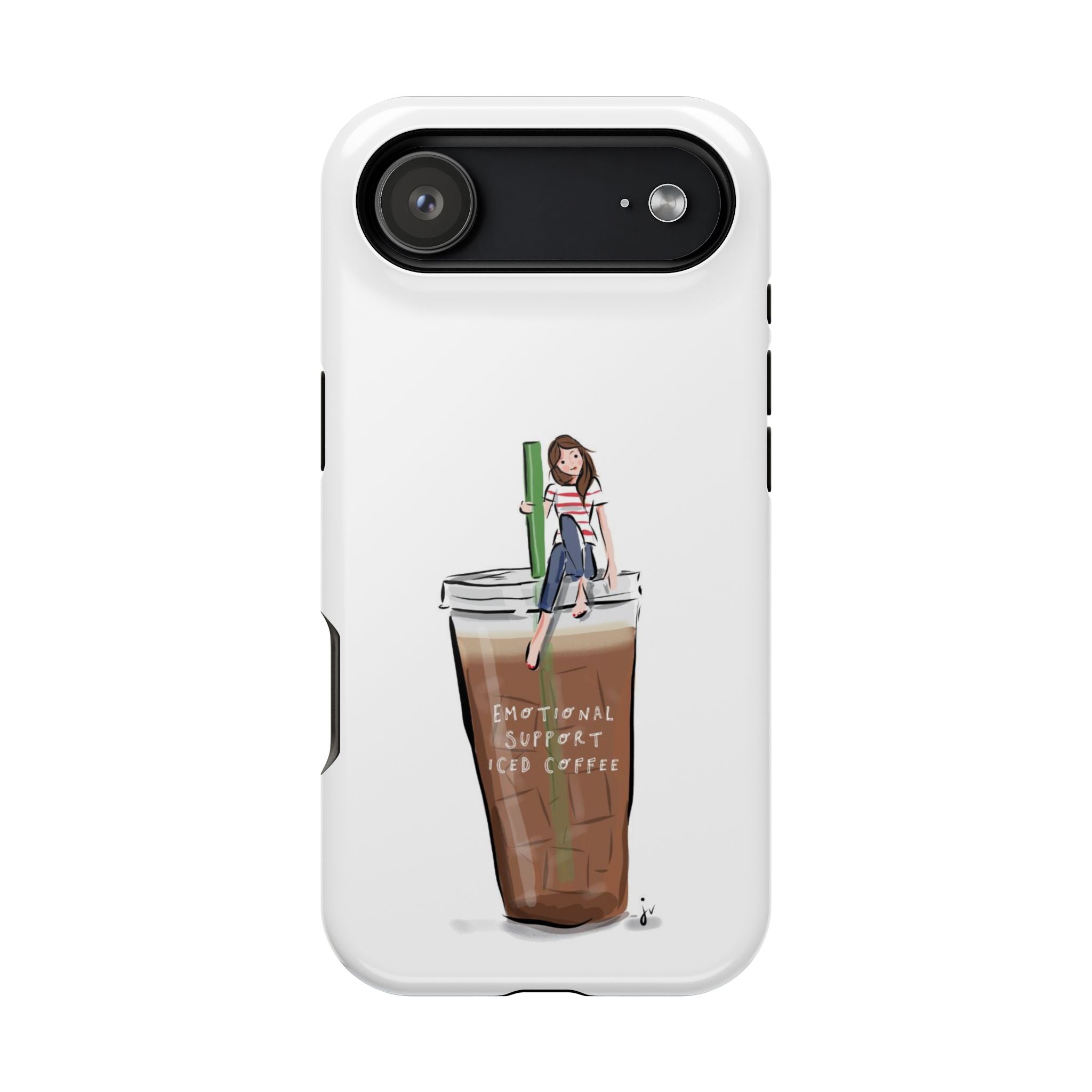 Iced Coffee & Me Phone Case — Cute Illustration 'Emotional Support Iced Coffee' Impact-Resistant Case