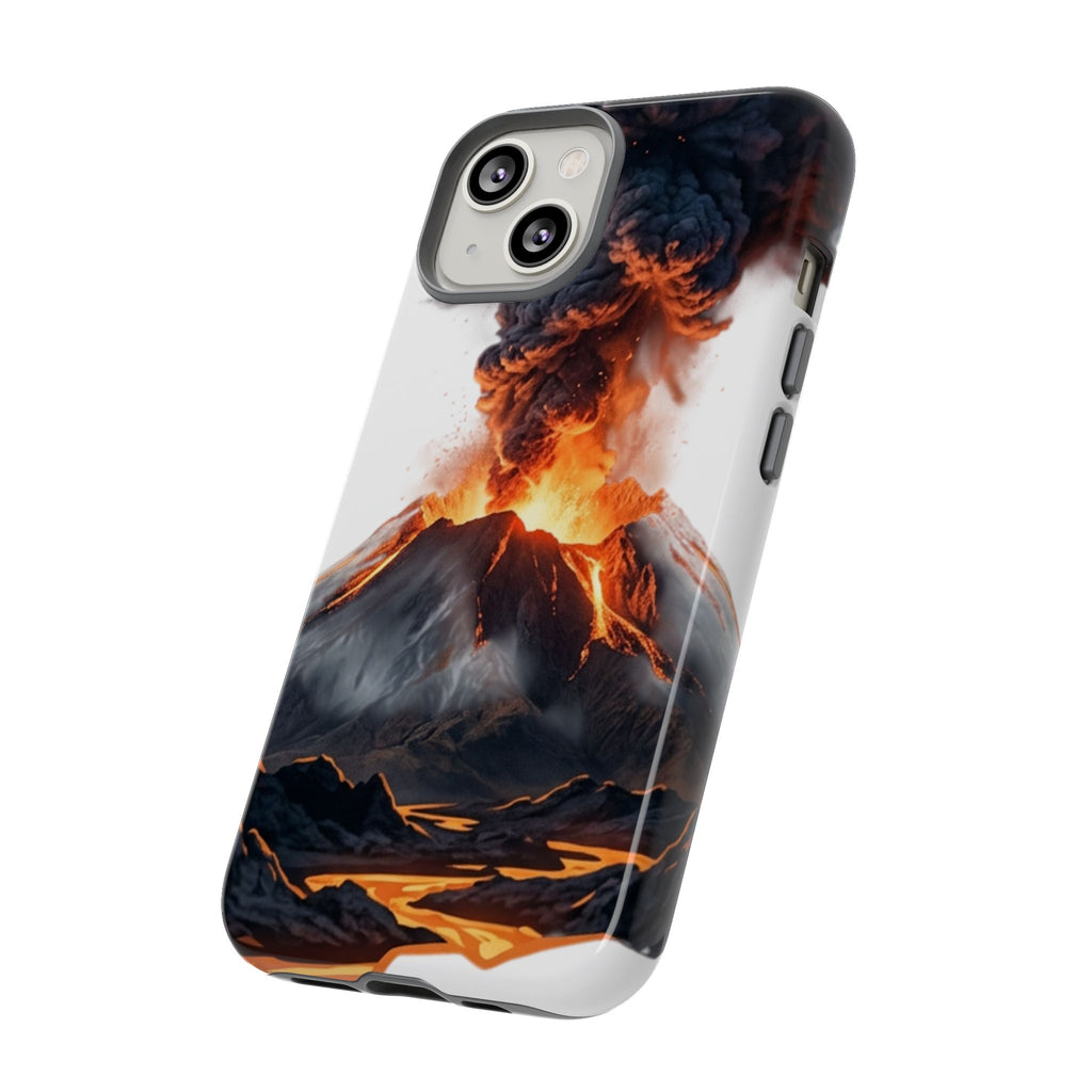 Volcano Eruption Tough Phone Case — Fiery Lava Protective Cover