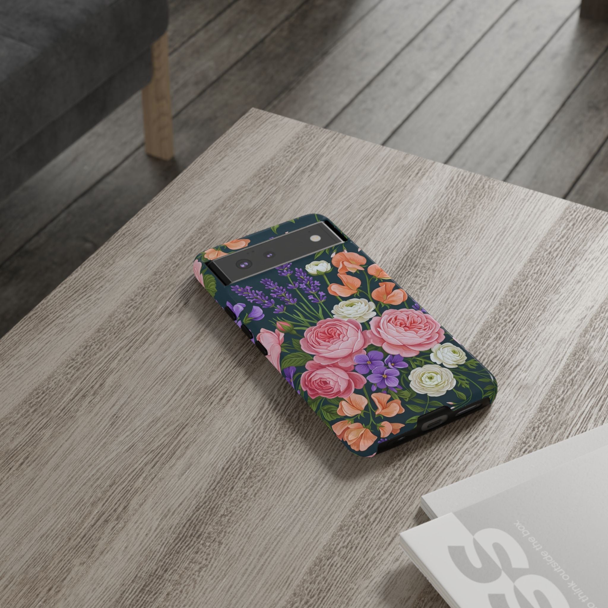 Floral Bouquet Phone Case — Vintage Roses & Lavender Protective Cover