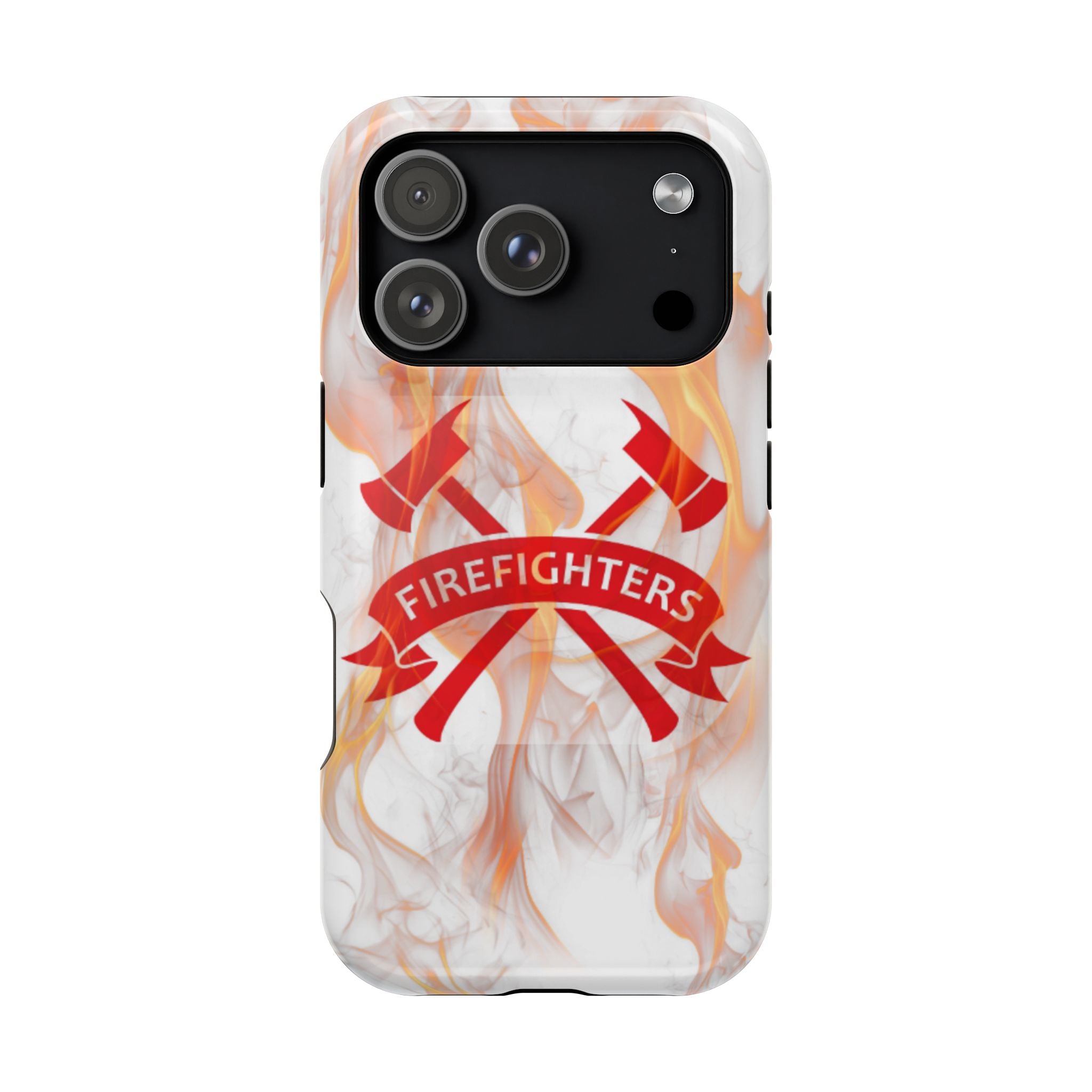 Firefighters Magnetic Impact-Resistant Phone Case — Flame Design with Maltese Cross