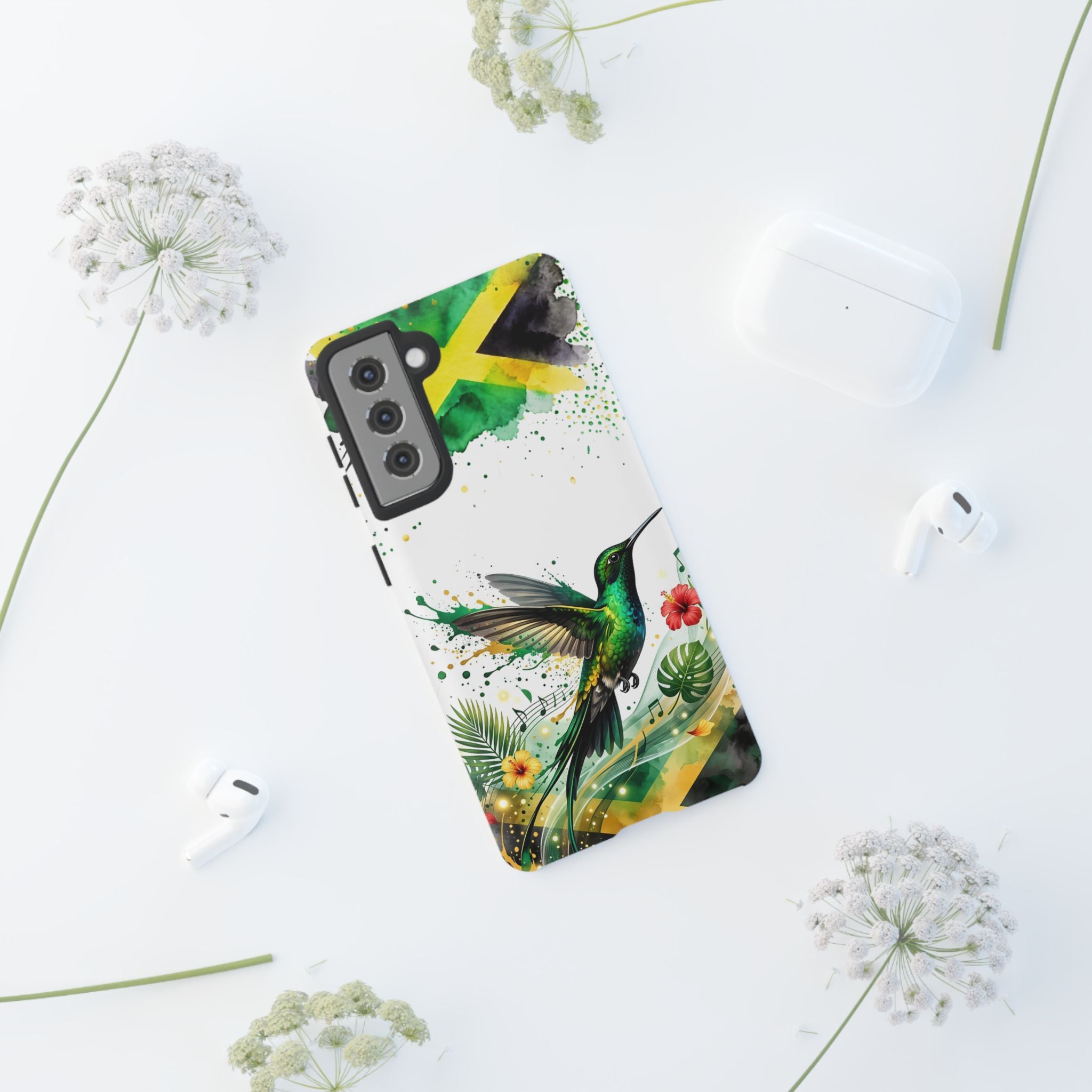 Hummingbird Jamaica Tough Phone Case – Tropical Floral Protective Cover