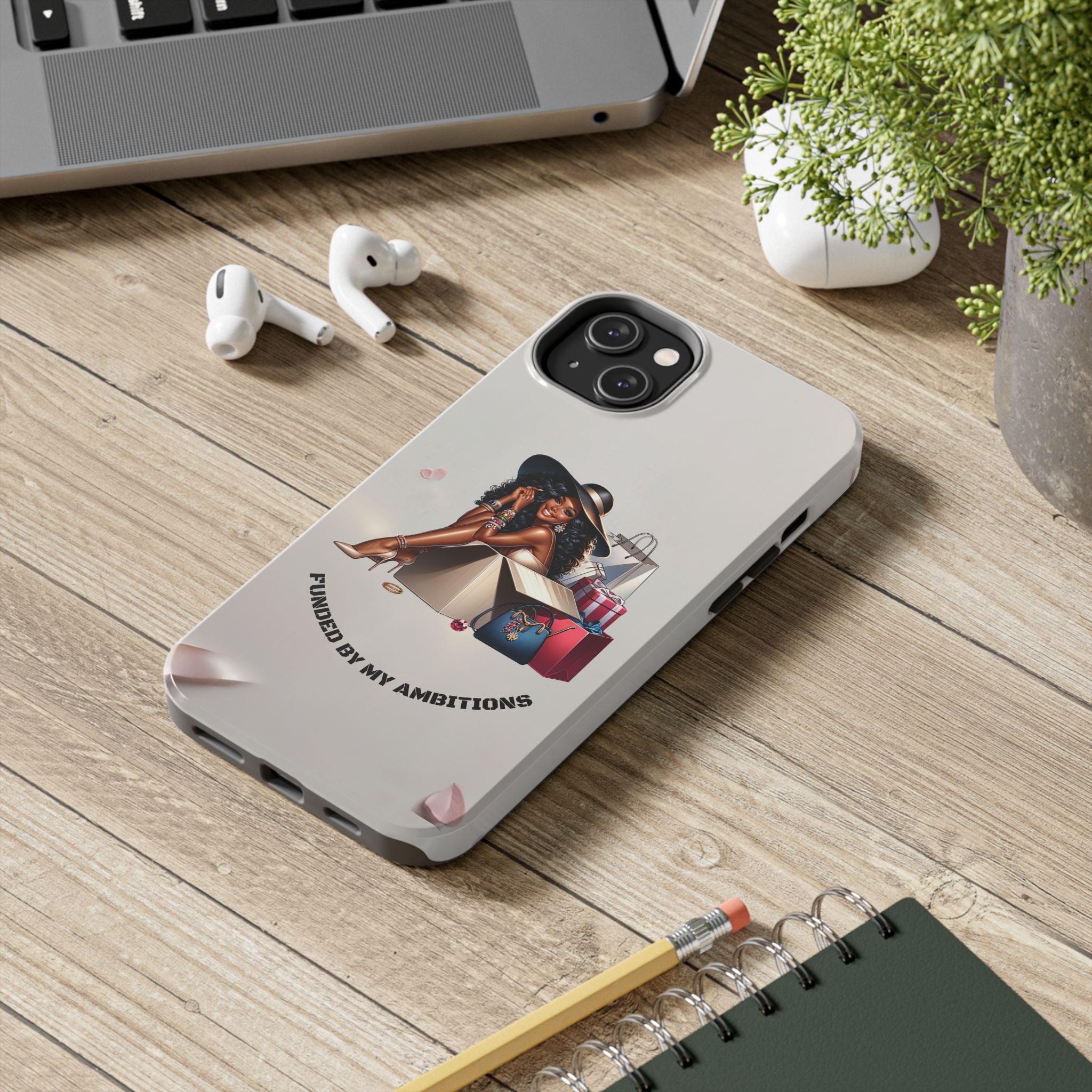 Chic Shopper Tough Phone Case — Stylish Black Woman with Shopping Bags