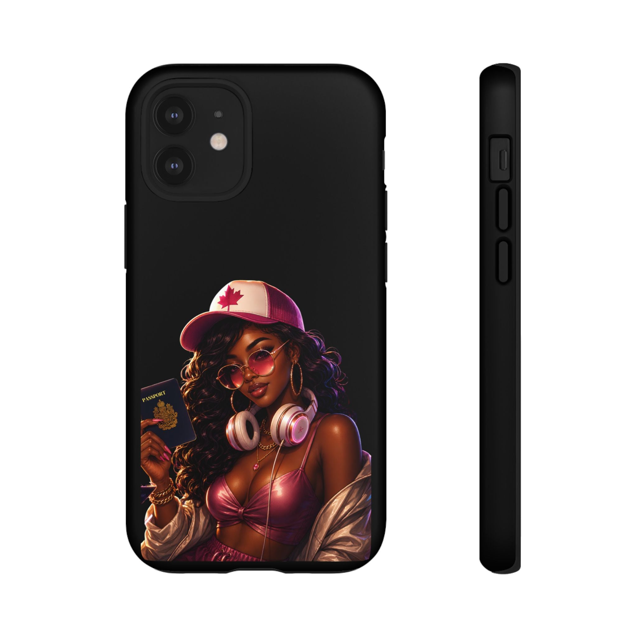 Phone Case — Stylish Urban Woman Design with Maple Cap