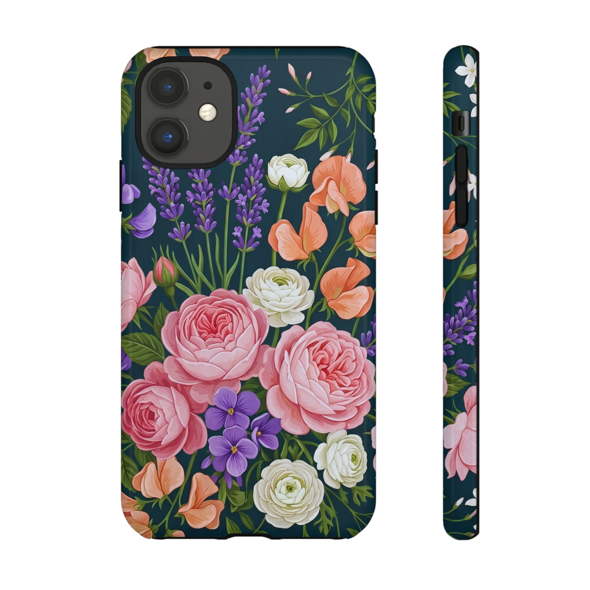 Floral Bouquet Phone Case — Vintage Roses & Lavender Protective Cover