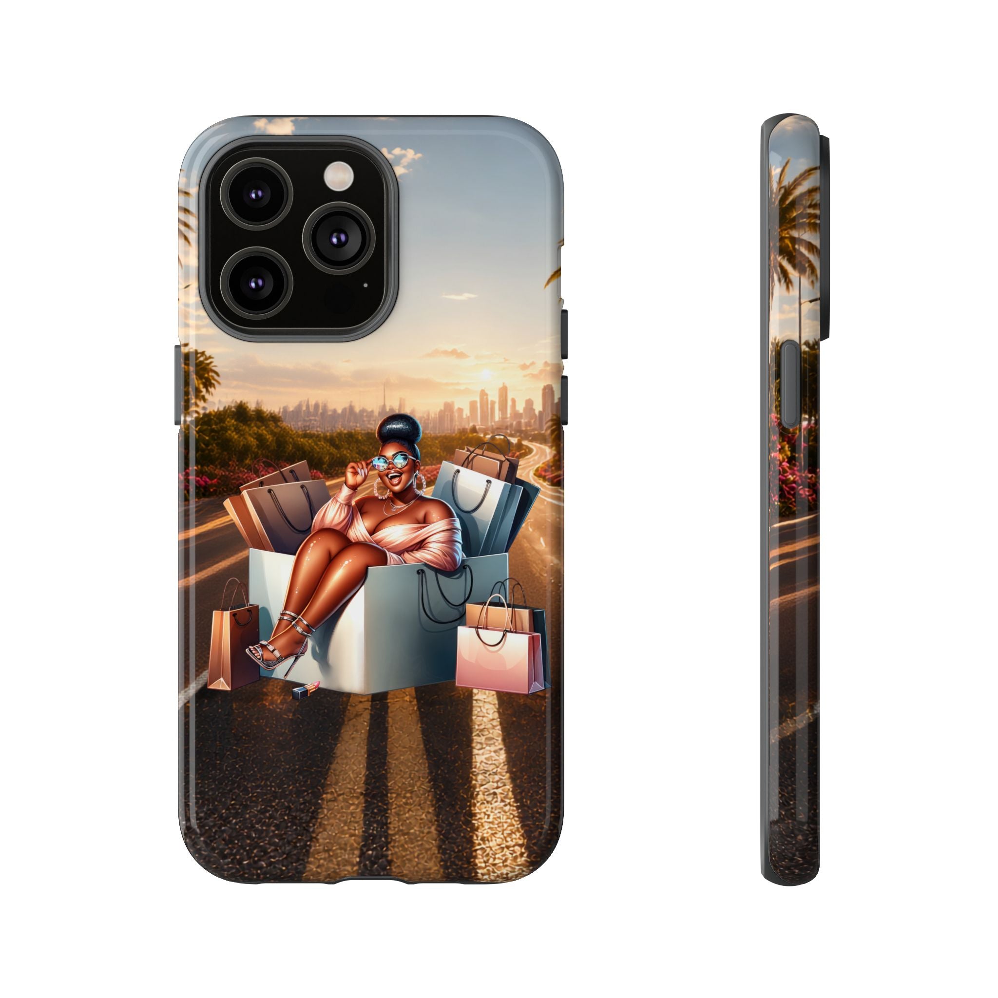 Phone Case — Chic Shopper Illustration on Cloud Background