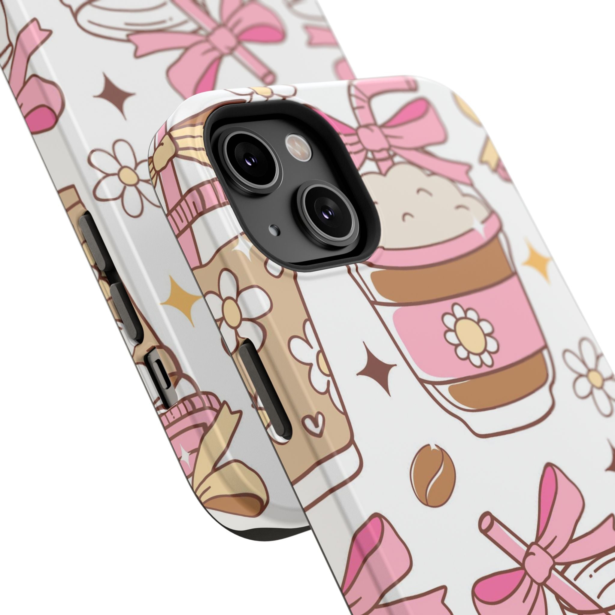 Cute Pink Coffee & Latte Pattern Impact Phone Case