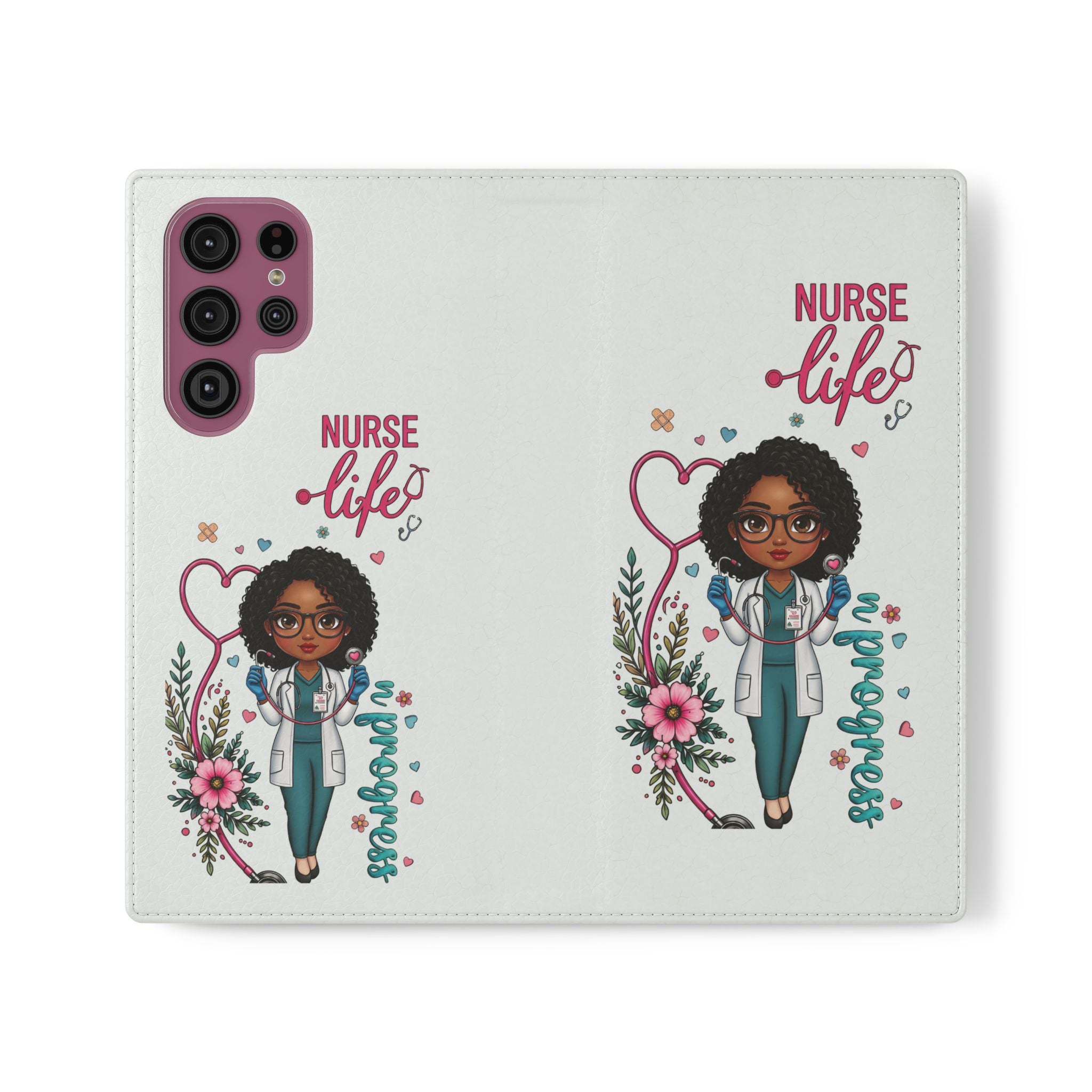 Nurse Life Floral Flip Phone Case - Medical RN Wallet Cover
