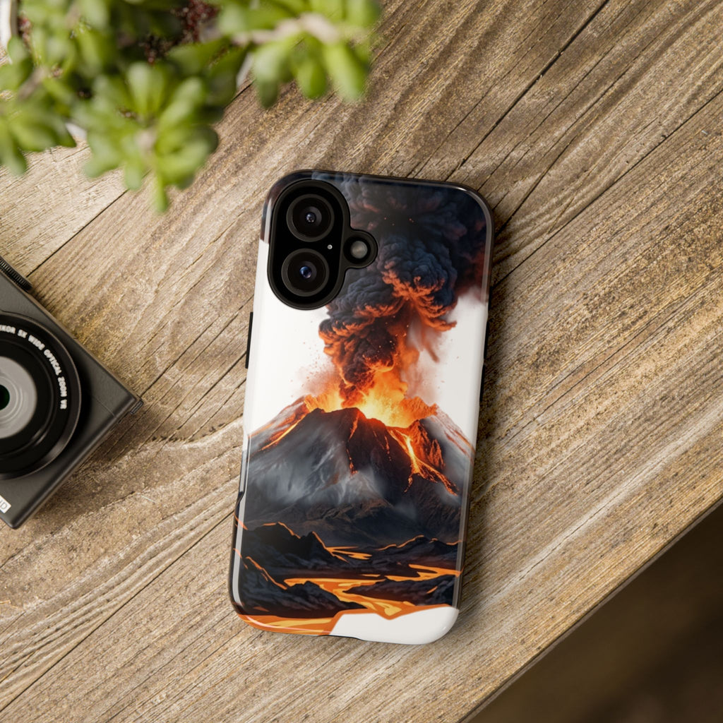 Volcano Eruption Tough Phone Case — Fiery Lava Protective Cover