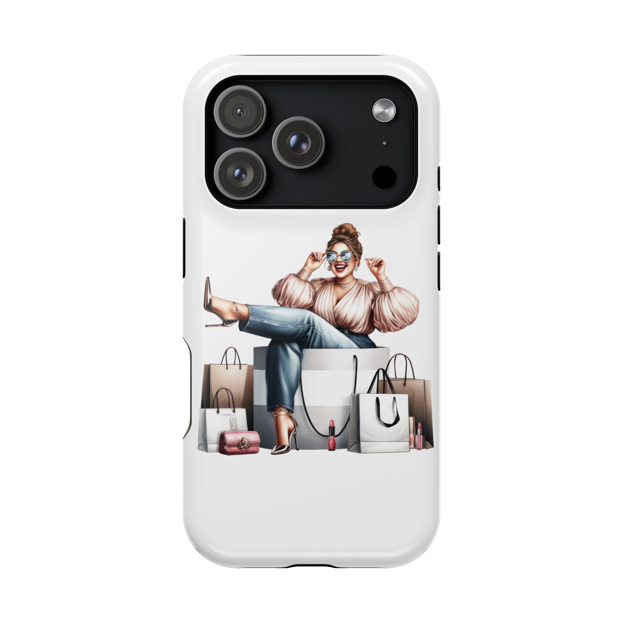 Magnetic Impact-Resistant Case — Luxury Shopper Goddess on Clouds Phone Cover