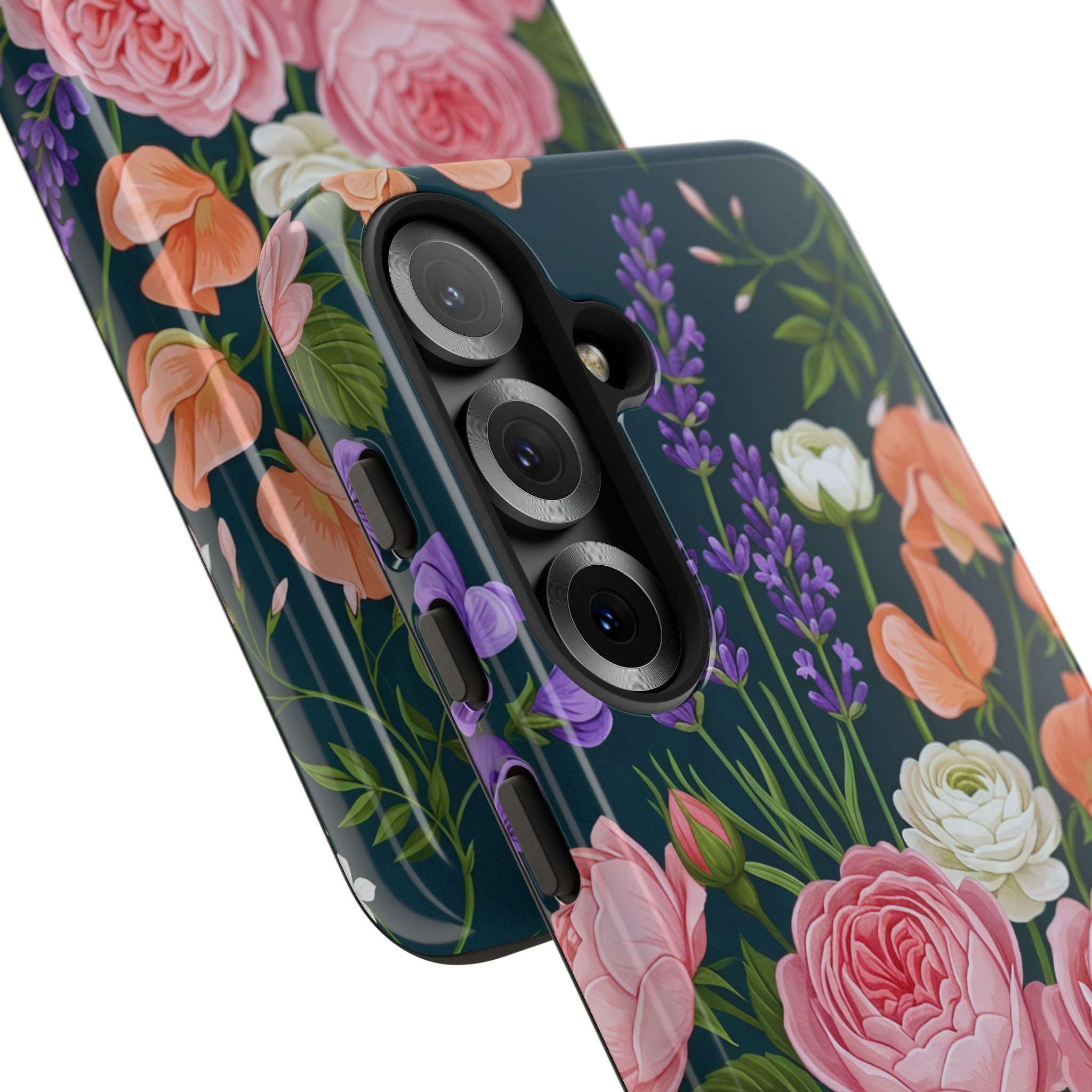 Floral Bouquet Phone Case — Vintage Roses & Lavender Protective Cover
