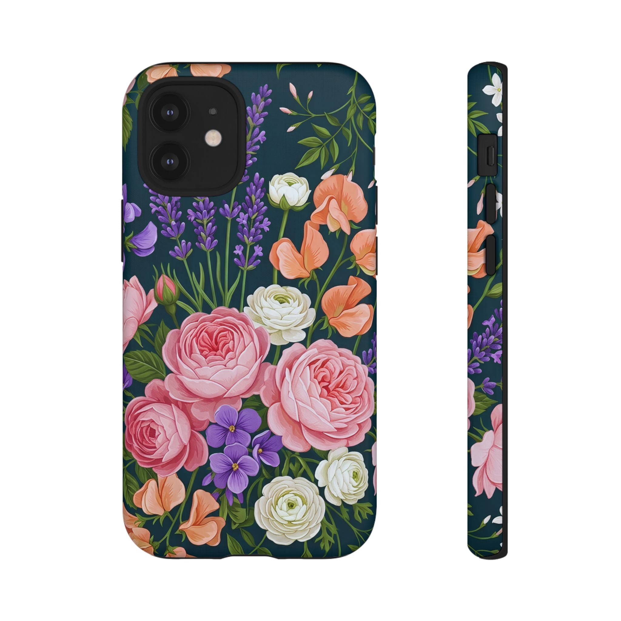 Floral Bouquet Phone Case — Vintage Roses & Lavender Protective Cover