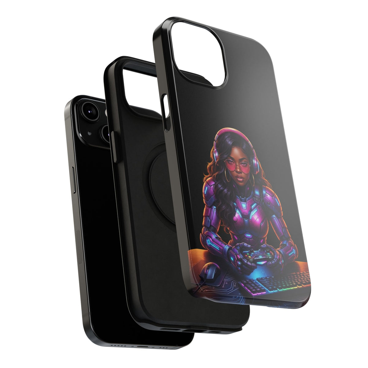 Gamer Girl Cyber Armor Phone Case — Impact‑Resistant Protective Cover