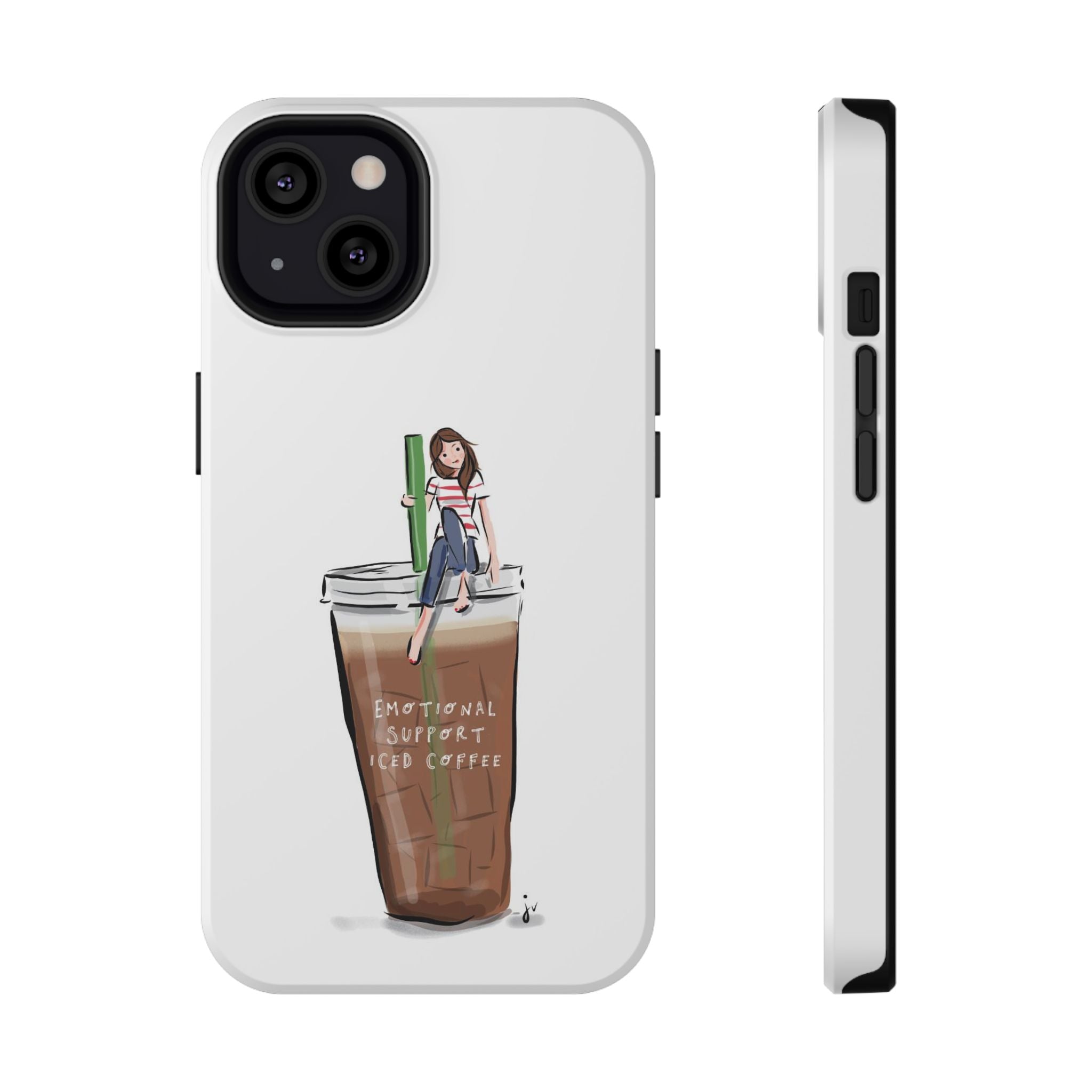 Iced Coffee & Me Phone Case — Cute Illustration 'Emotional Support Iced Coffee' Impact-Resistant Case