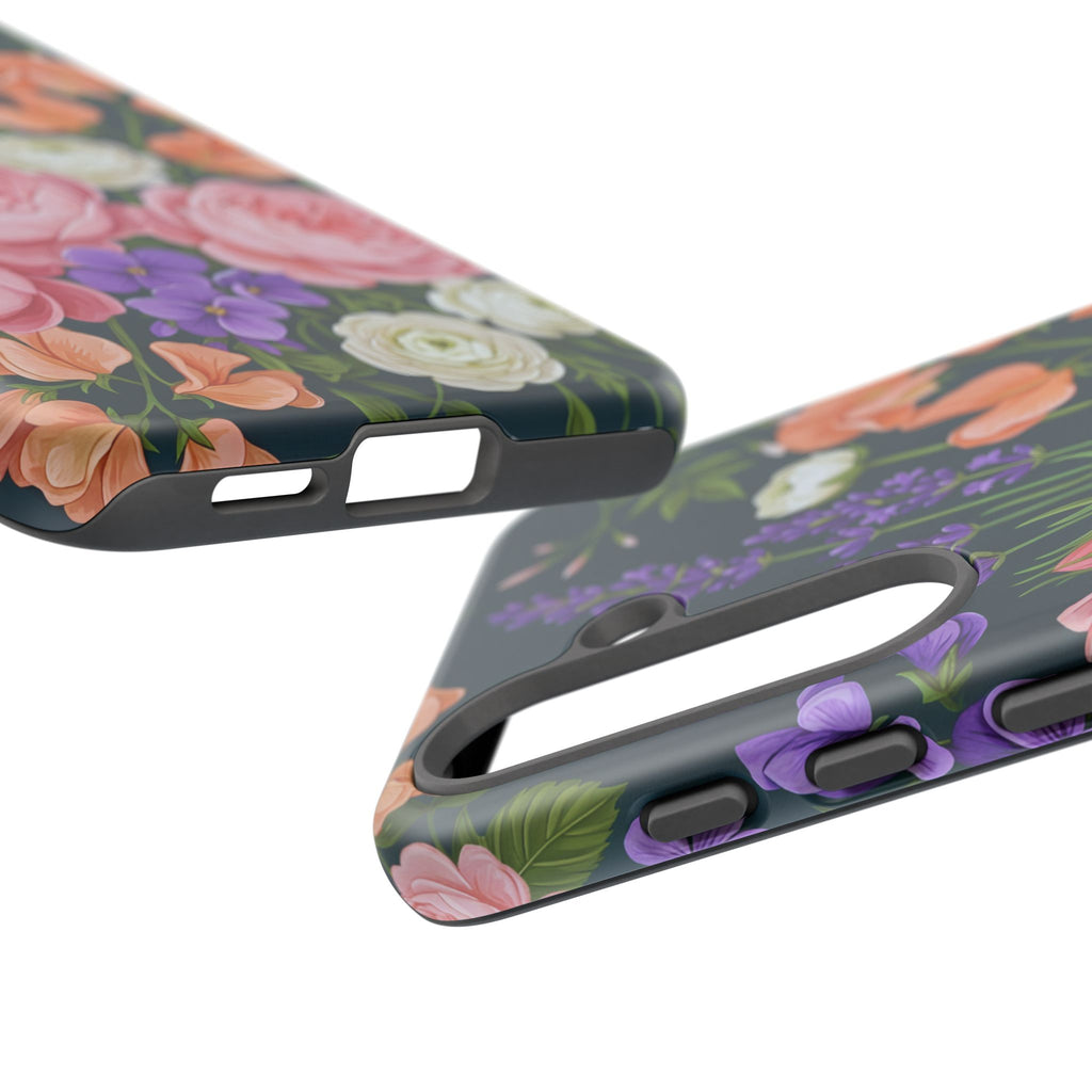 Floral Bouquet Phone Case — Vintage Roses & Lavender Protective Cover