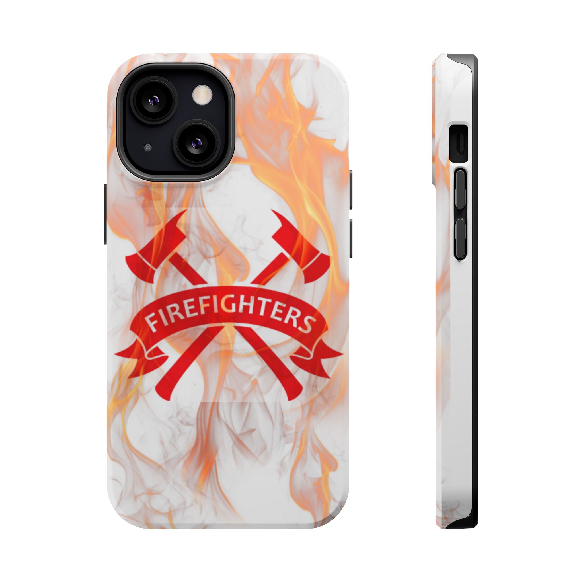 Firefighters Magnetic Impact-Resistant Phone Case — Flame Design with Maltese Cross