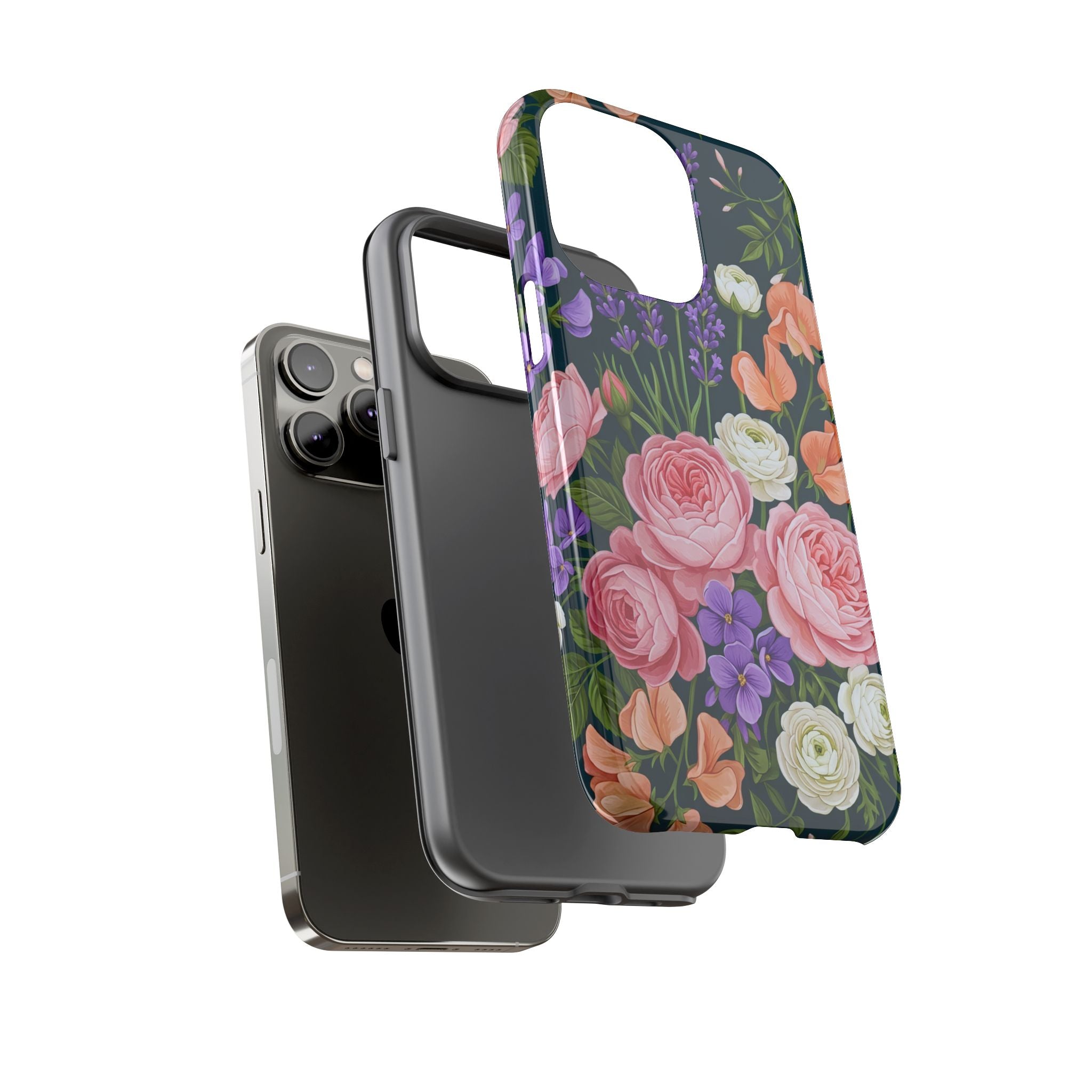 Floral Bouquet Phone Case — Vintage Roses & Lavender Protective Cover