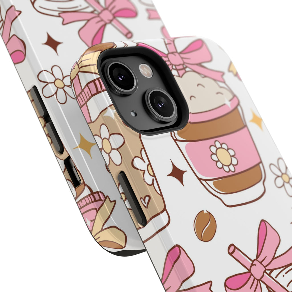 Cute Pink Coffee & Latte Pattern Impact Phone Case