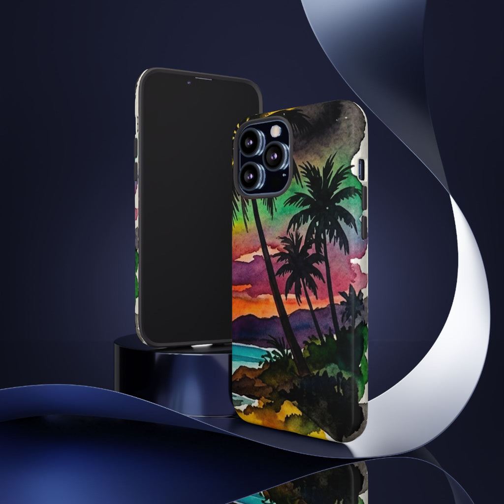 Tropical Sunset Phone Case – Palm Tree Beach Protective Cover