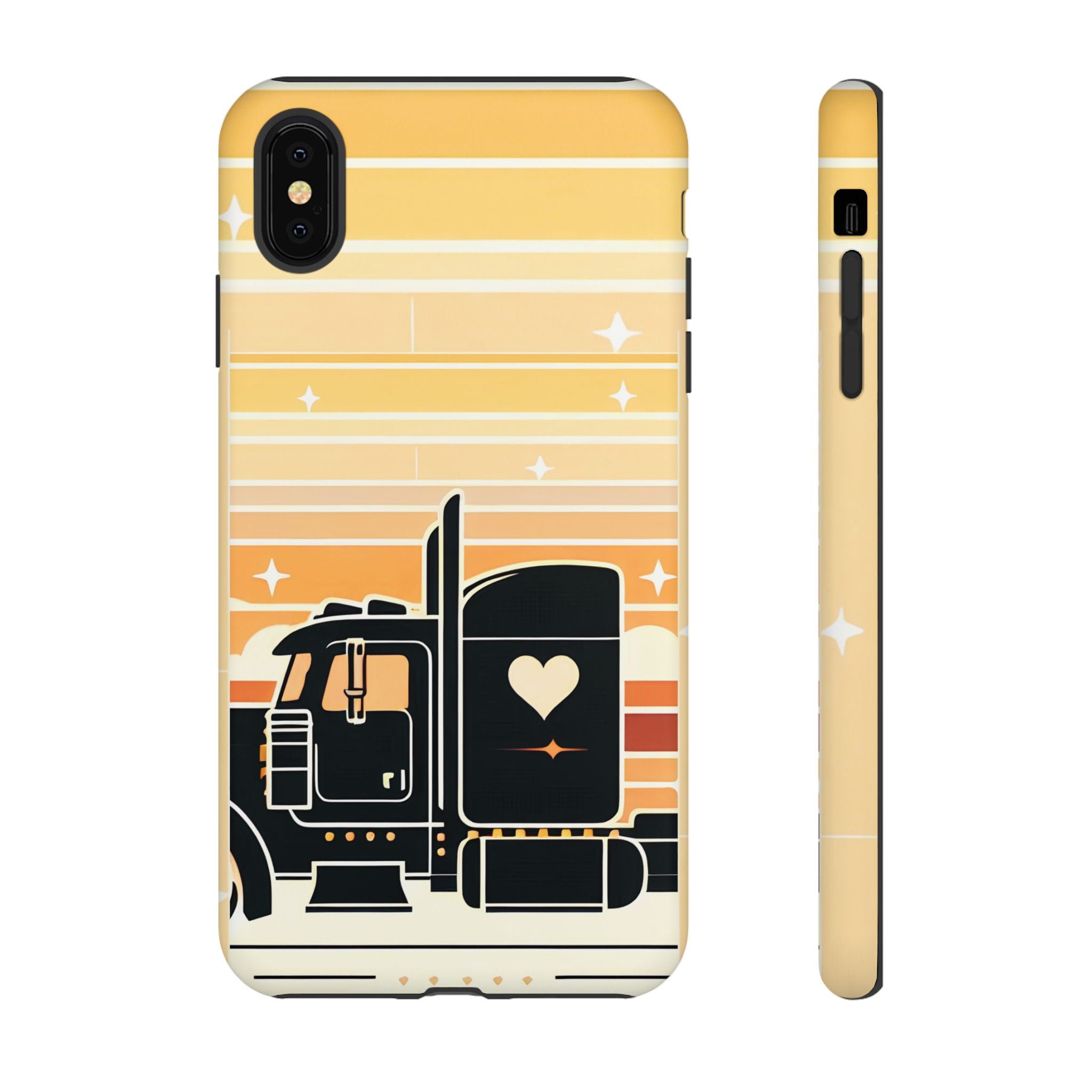 Trucker Heart Phone Case — Retro Semi Truck Protective Phone Cover