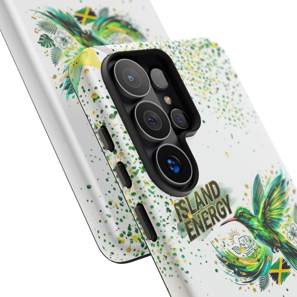 Island Energy Tough Phone Case — Colorful Hummingbird & Tropical Sunset Protective Cover