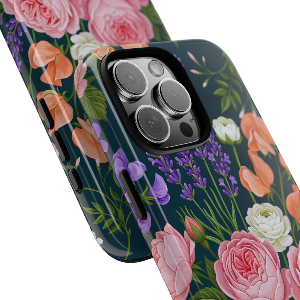 Floral Bouquet Phone Case — Vintage Roses & Lavender Protective Cover