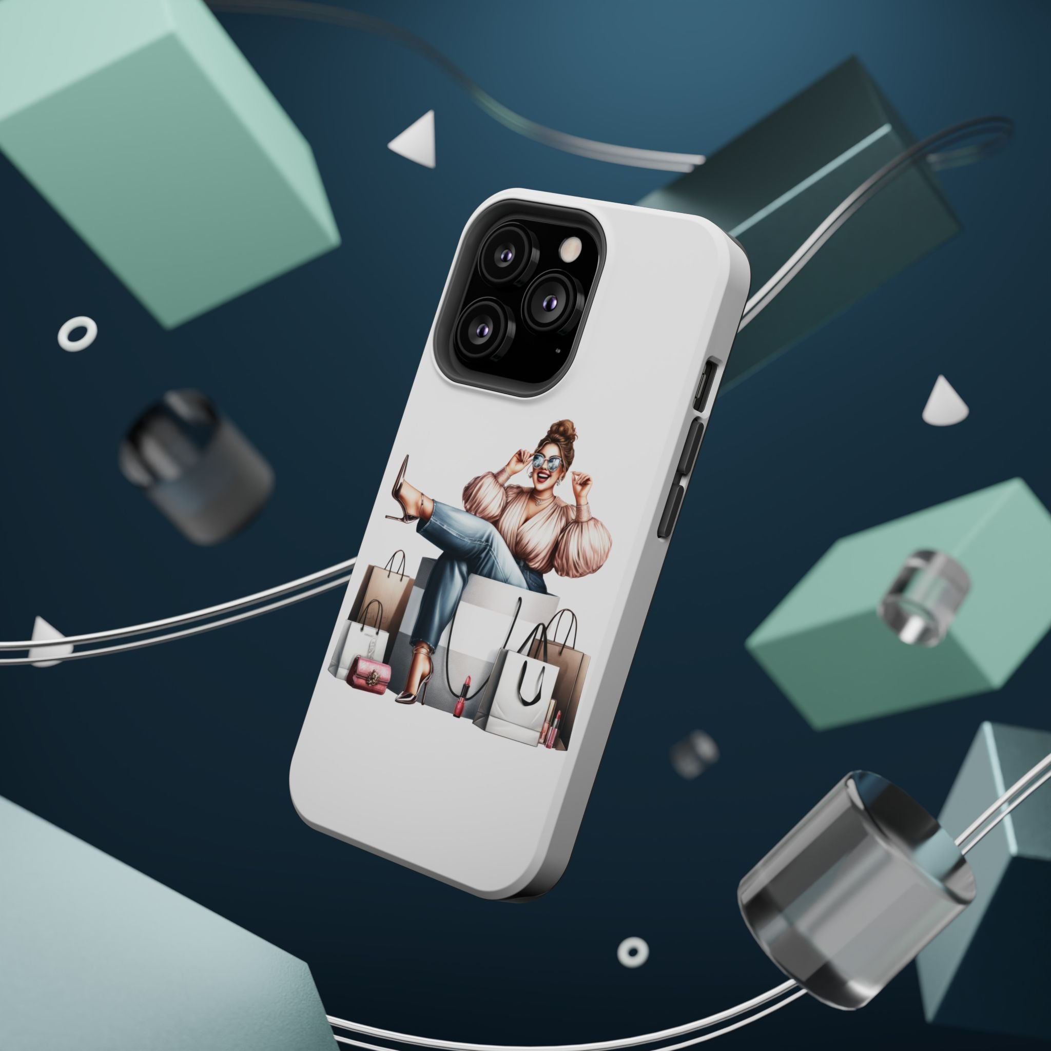 Magnetic Impact-Resistant Case — Luxury Shopper Goddess on Clouds Phone Cover