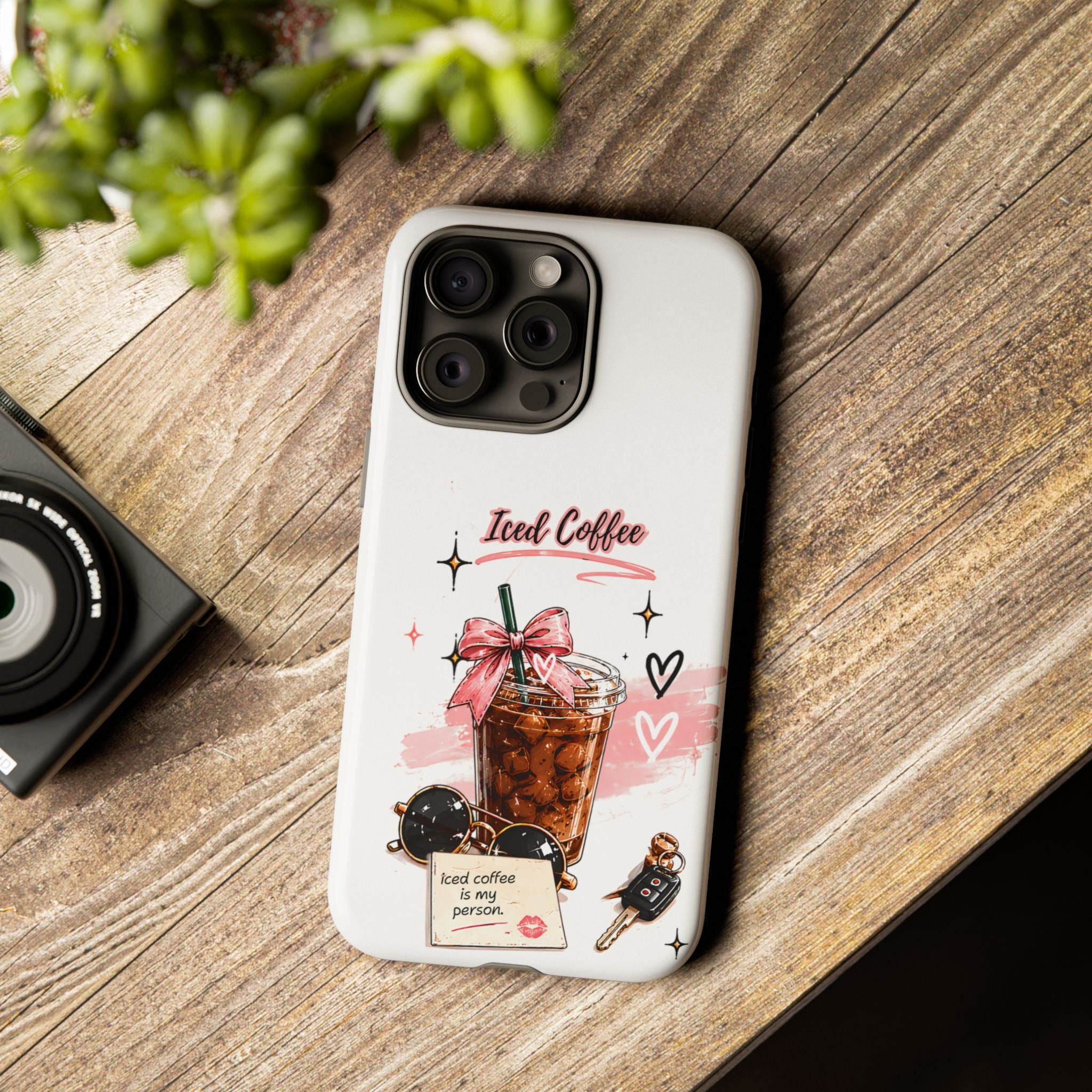 Iced Coffee Phone Case – Cute Pink Boba Design ("Iced coffee is my person")