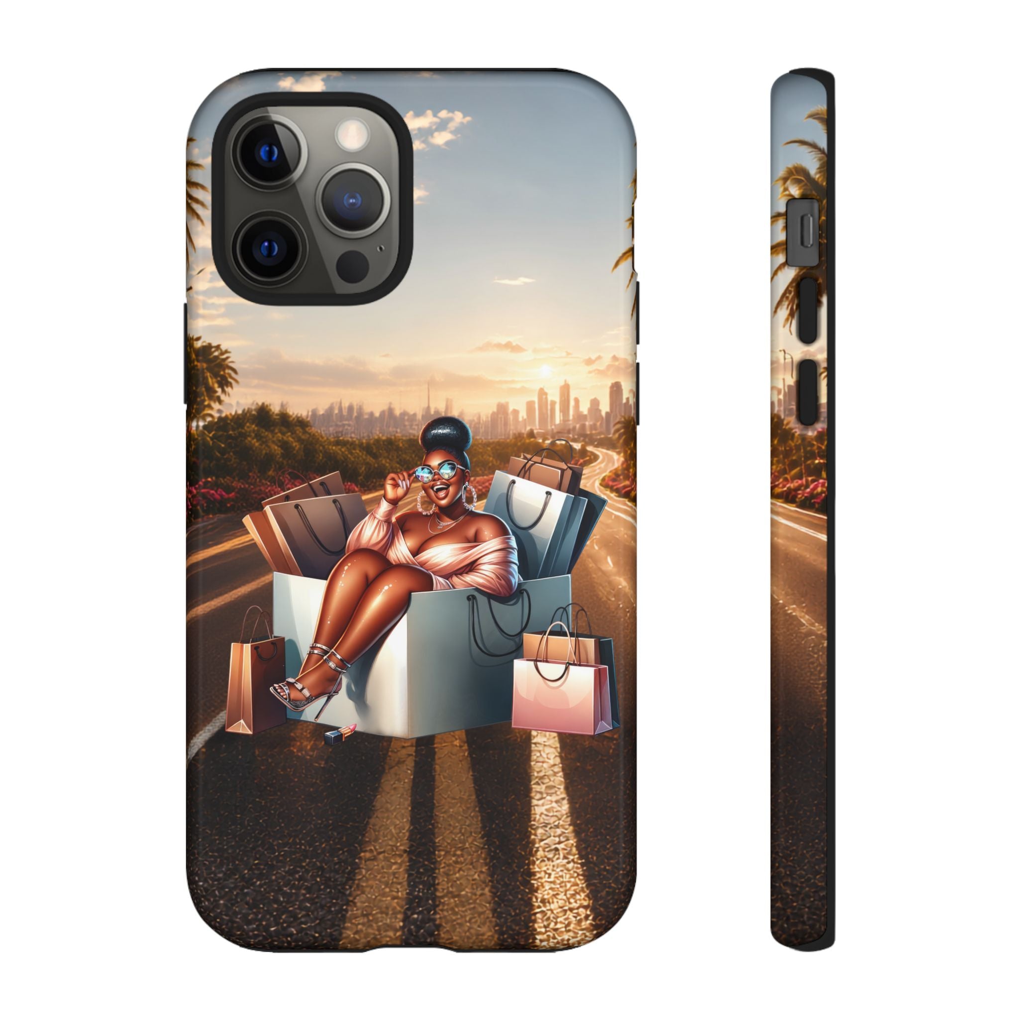 Phone Case — Chic Shopper Illustration on Cloud Background