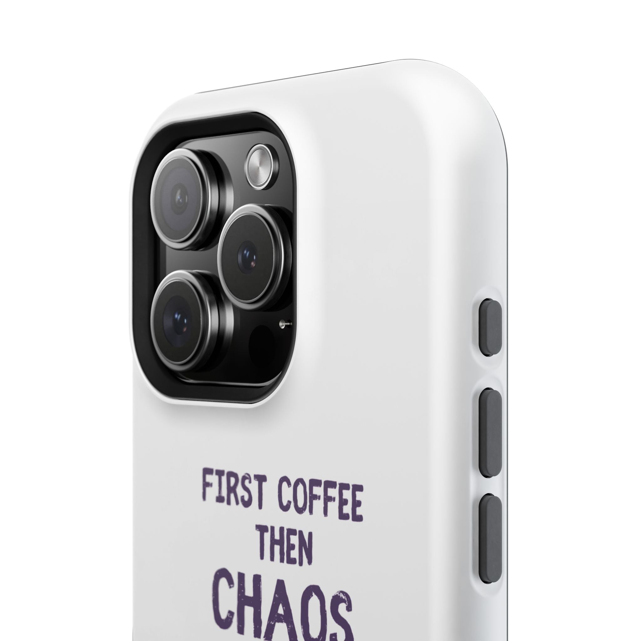 Impact-Resistant Phone Case — "First Coffee Then Chaos" Cute Lizard Coffee Design