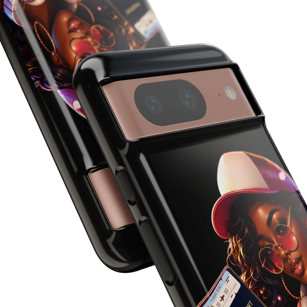 Tough Case – Stylized Urban Girl Phone Case with Headphones & Passport
