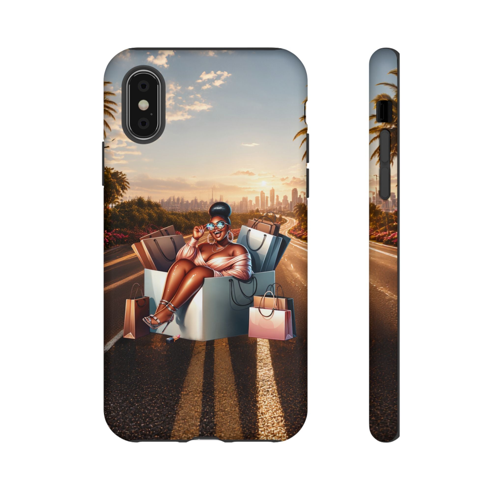 Phone Case — Chic Shopper Illustration on Cloud Background