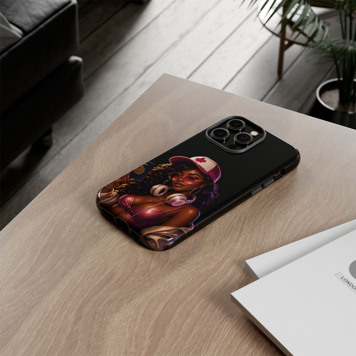 Phone Case - Cool Urban Woman with Headphones & Maple Hat