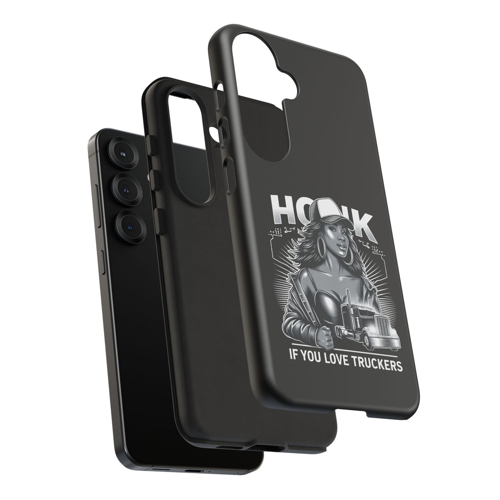 Phone Case — 'Honk' Trucker Girl Retro Semi Truck Protective Case