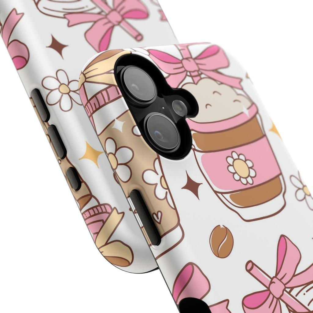 Cute Pink Coffee & Latte Pattern Impact Phone Case