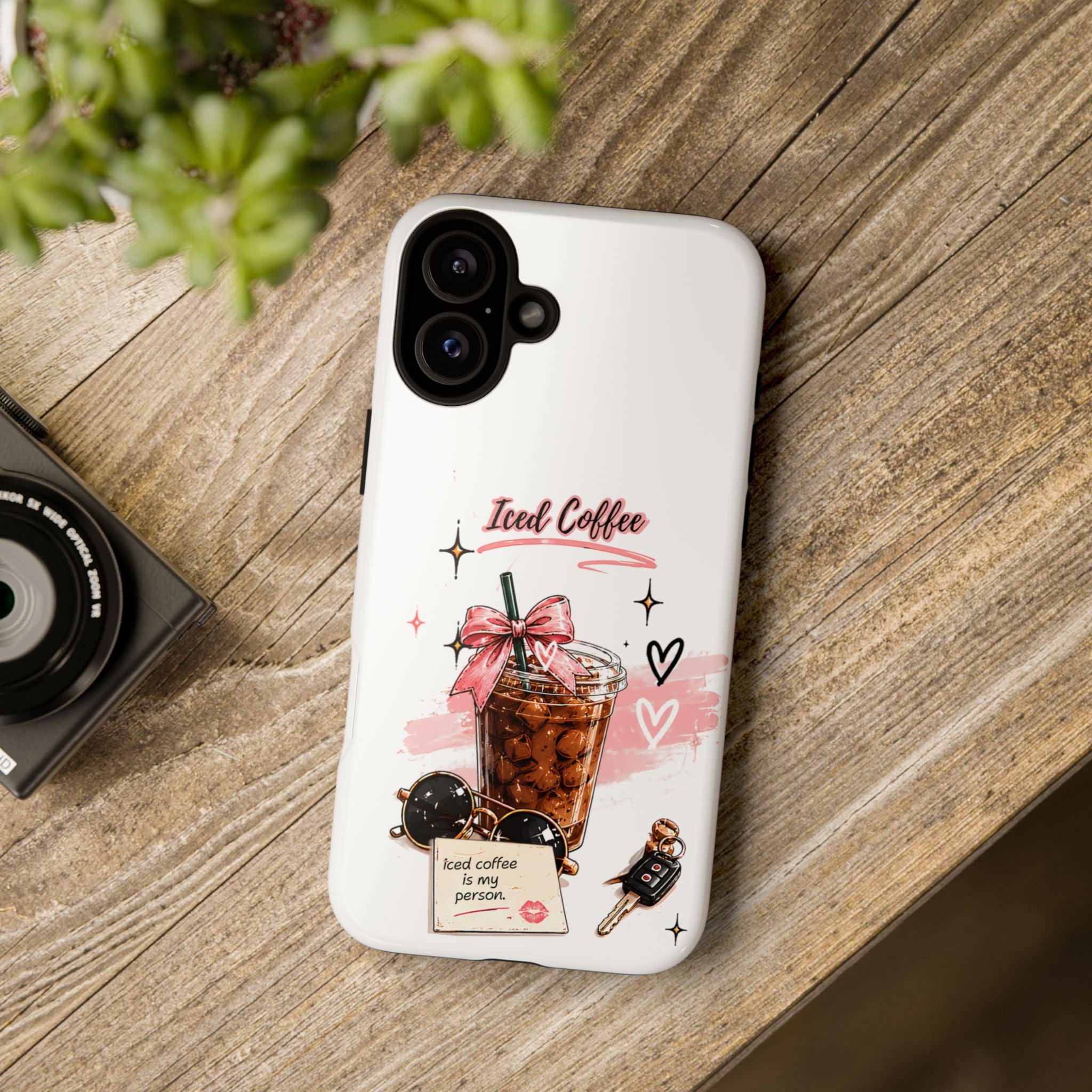 Iced Coffee Phone Case – Cute Pink Boba Design ("Iced coffee is my person")