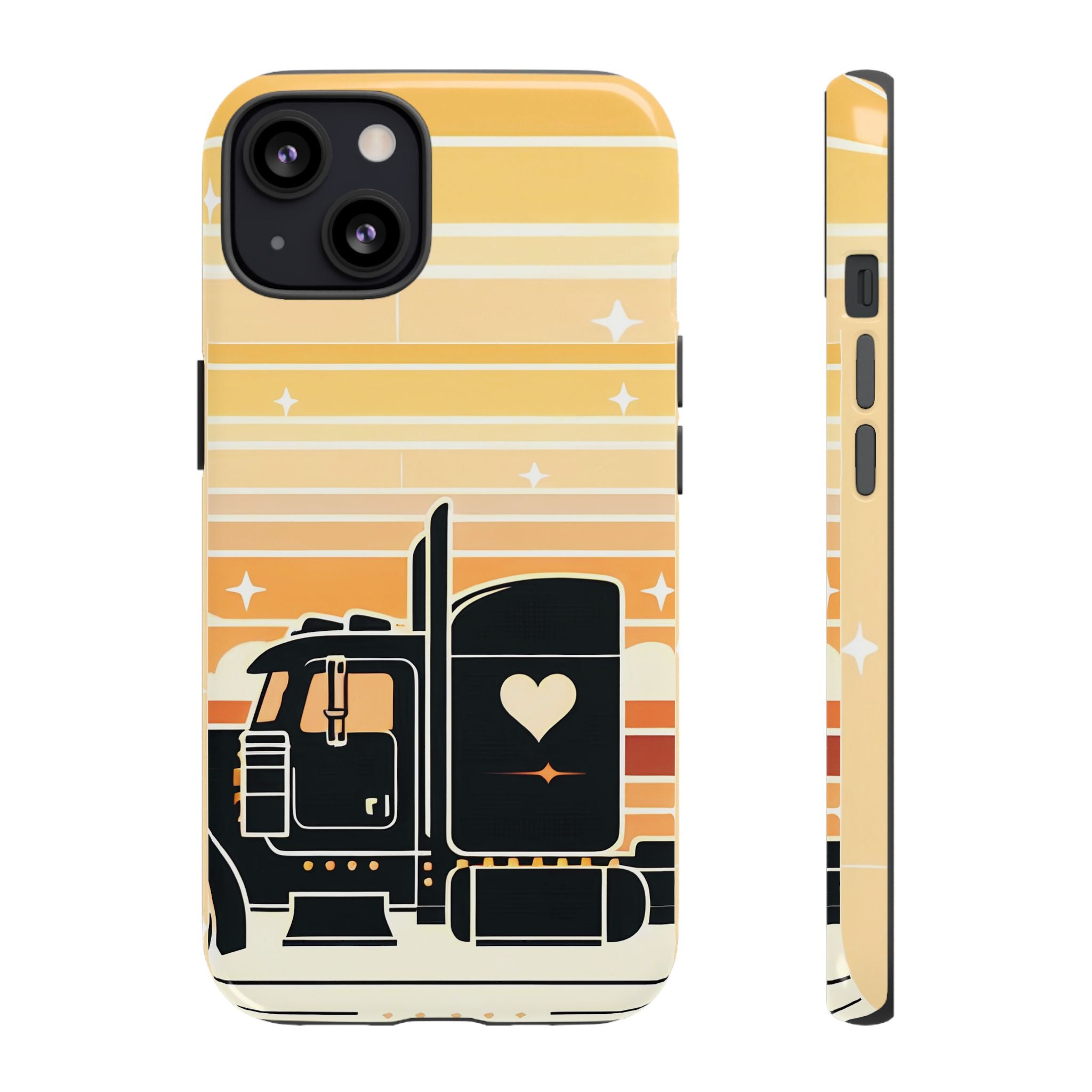 Trucker Heart Phone Case — Retro Semi Truck Protective Phone Cover