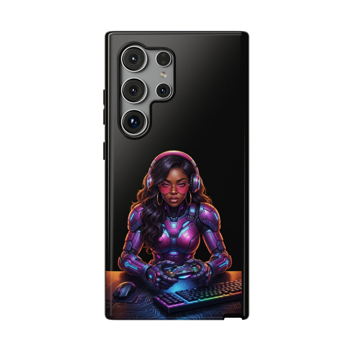 Gamer Girl Cyber Armor Phone Case — Impact‑Resistant Protective Cover
